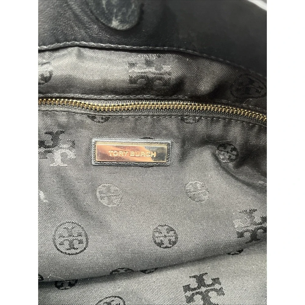 Tory Burch Marion Black Quilted Leather Tote Bag Chain Strap Large‎